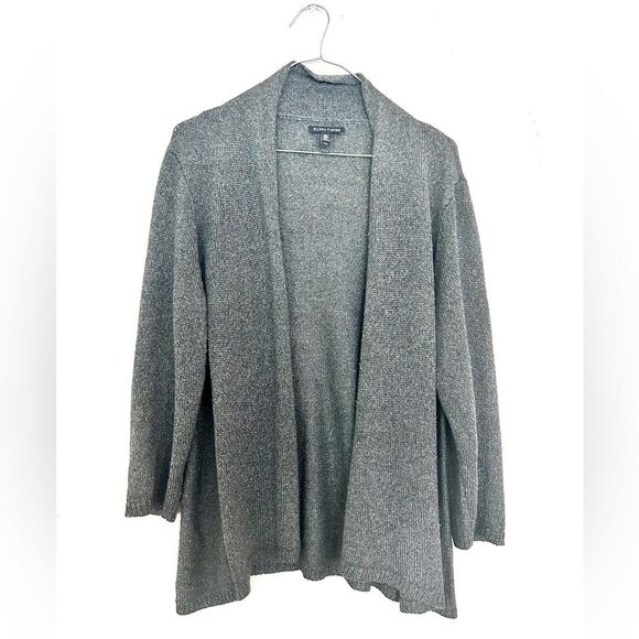 EILEEN FISHER Metallic Open Cardigan Sweater Medium Sparkle Knit Neutral Luxe - Picture 1 of 16